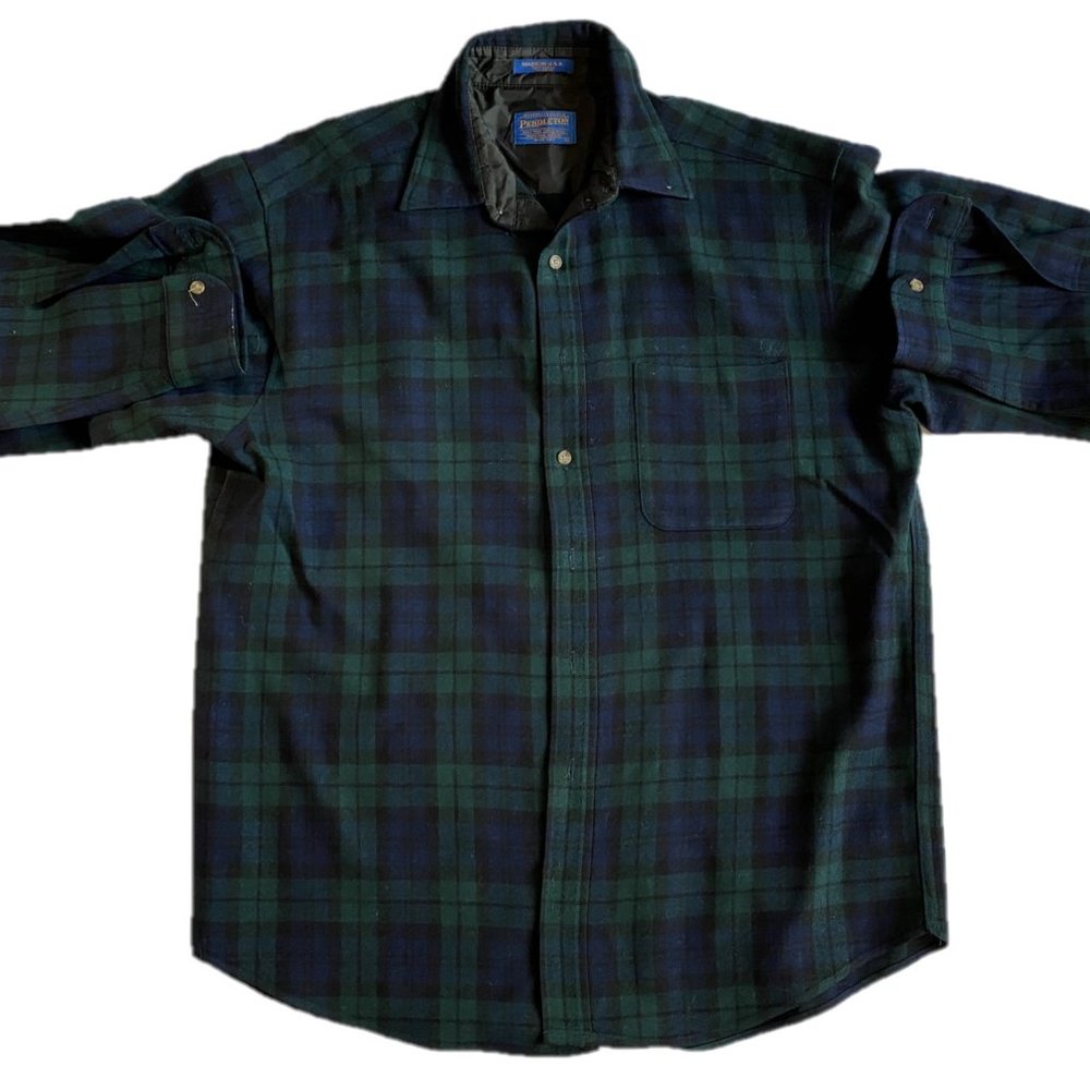 Pendelton Wool Shirt Jacket Large Tartan Men Fireside